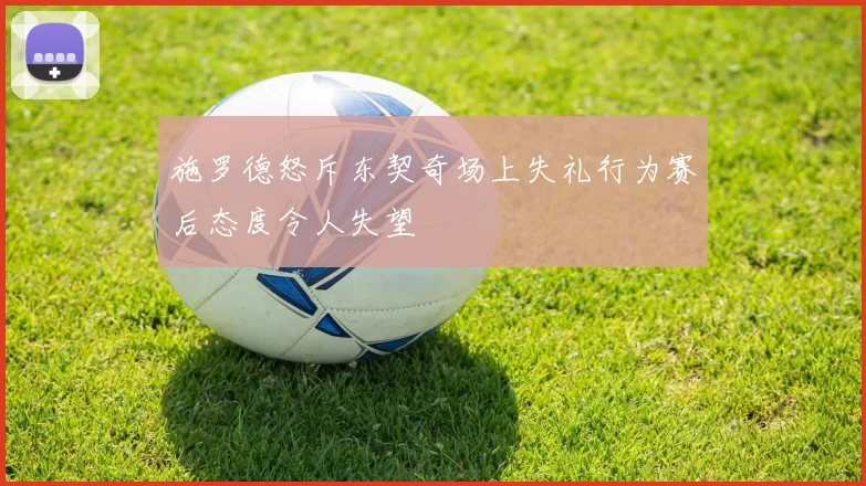 施罗德怒斥东契奇场上失礼行为赛后态度令人失望